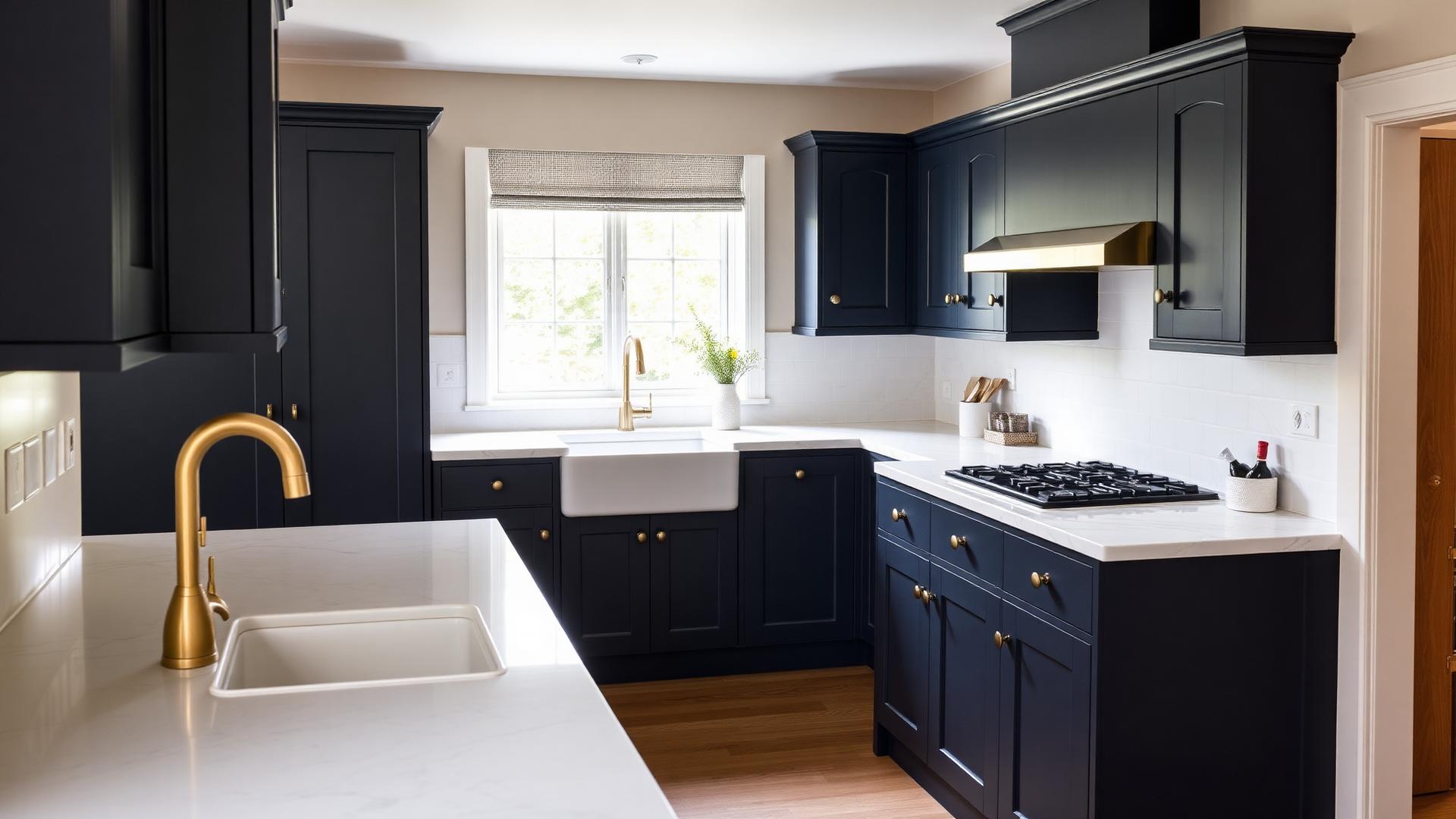 Fitted shaker kitchen with marble worktops installed by Cullompton Carpenters in Devon